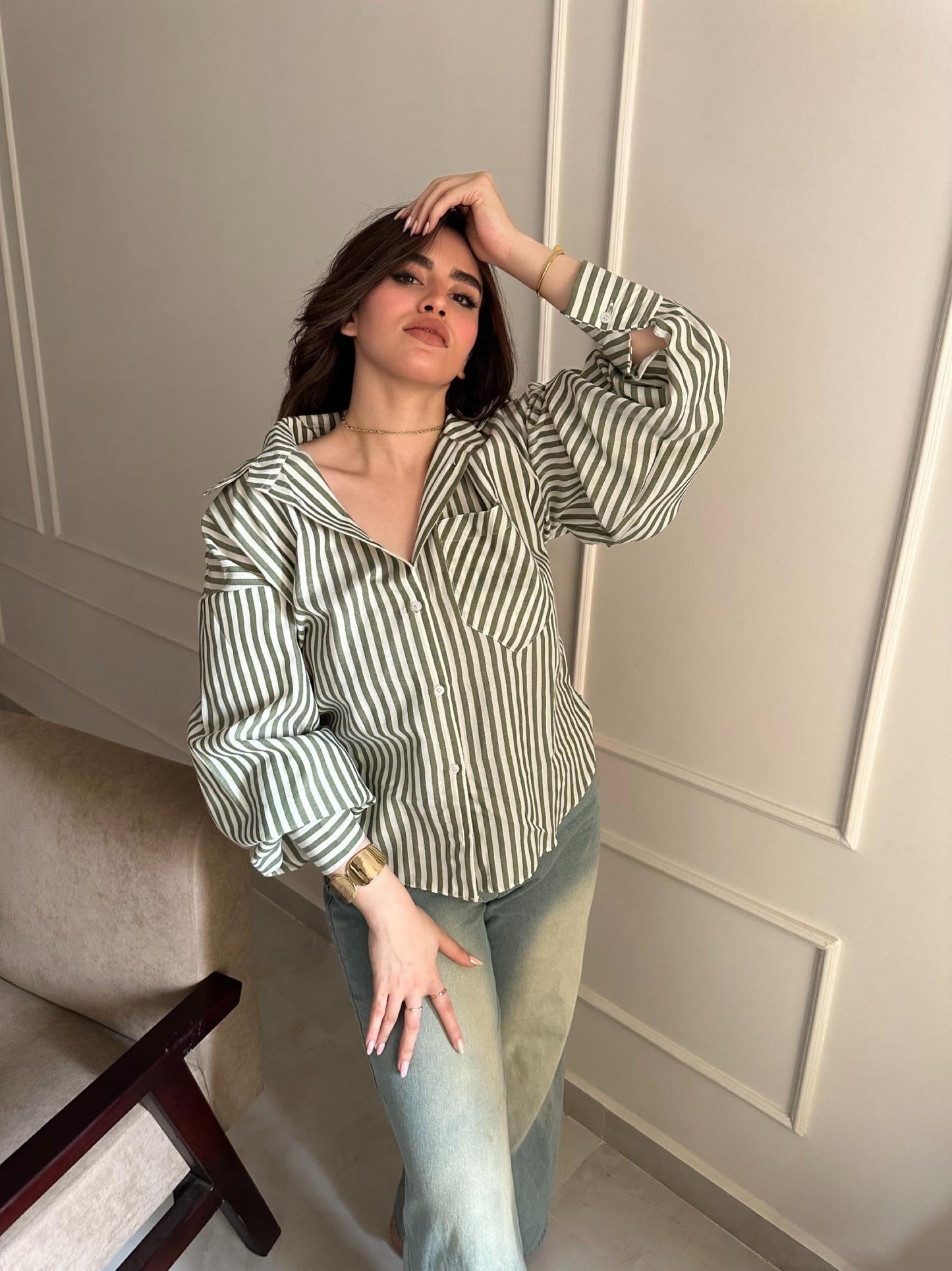 SAGE STRIPED SHIRT